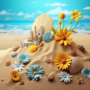 Sunflower Beach 30*30CM(Canvas) Full Round Drill Diamond Painting