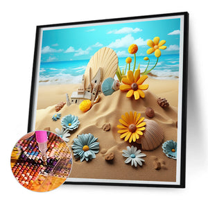 Sunflower Beach 30*30CM(Canvas) Full Round Drill Diamond Painting