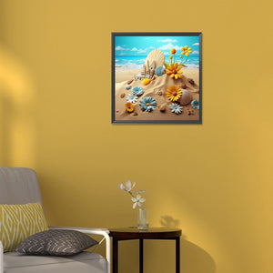 Sunflower Beach 30*30CM(Canvas) Full Round Drill Diamond Painting