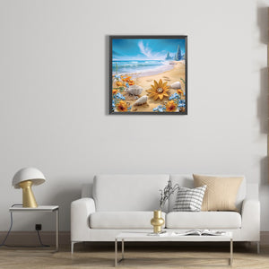 Sunflower Beach 30*30CM(Canvas) Full Round Drill Diamond Painting