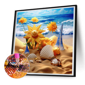 Sunflower Beach 30*30CM(Canvas) Full Round Drill Diamond Painting