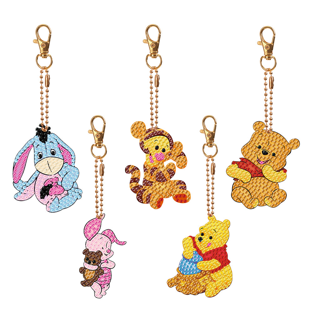 DIY Diamond Art Key Rings Cartoon Keychain Supplies Gift for Kids (Bear)