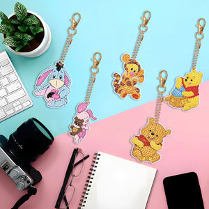 DIY Diamond Art Key Rings Cartoon Keychain Supplies Gift for Kids (Bear)