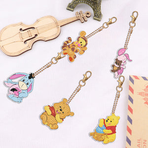 DIY Diamond Art Key Rings Cartoon Keychain Supplies Gift for Kids (Bear)