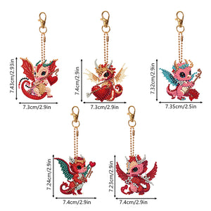 DIY Diamond Art Key Rings Cartoon Keychain Supplies Gift for Kids (Dragon)