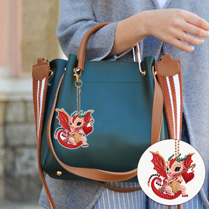 DIY Diamond Art Key Rings Cartoon Keychain Supplies Gift for Kids (Dragon)