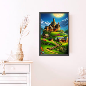 Hill Hut 40*60CM(Picture) Round Drill Diamond Painting