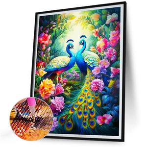 Peacock 30*40CM(Canvas) Full Round Drill Diamond Painting