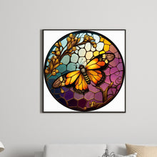 Load image into Gallery viewer, Round Plate Glass Painting - Butterfly Bee 30*30CM(Canvas) Full Round Drill Diamond Painting
