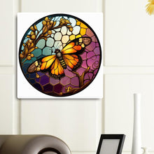 Load image into Gallery viewer, Round Plate Glass Painting - Butterfly Bee 30*30CM(Canvas) Full Round Drill Diamond Painting
