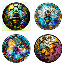 Load image into Gallery viewer, Round Plate Glass Painting - Butterfly Bee 30*30CM(Canvas) Full Round Drill Diamond Painting
