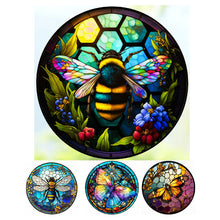 Load image into Gallery viewer, Round Plate Glass Painting - Butterfly Bee 30*30CM(Canvas) Full Round Drill Diamond Painting
