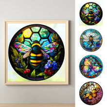 Load image into Gallery viewer, Round Plate Glass Painting - Butterfly Bee 30*30CM(Canvas) Full Round Drill Diamond Painting
