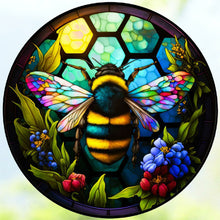 Load image into Gallery viewer, Round Plate Glass Painting - Butterfly Bee 30*30CM(Canvas) Full Round Drill Diamond Painting
