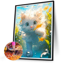 Load image into Gallery viewer, Cat Catching Fish 30*40CM(Canvas) Full Round Drill Diamond Painting
