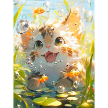 Load image into Gallery viewer, Cat Watching Fish At The Bottom Of The River 30*40CM(Canvas) Full Round Drill Diamond Painting
