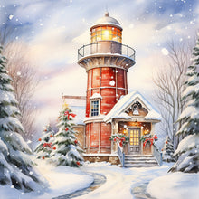 Load image into Gallery viewer, Christmas Winter Snowflake Lighthouse 30*30CM(Canvas) Full Round Drill Diamond Painting
