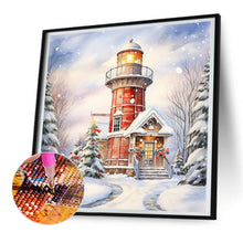 Load image into Gallery viewer, Christmas Winter Snowflake Lighthouse 30*30CM(Canvas) Full Round Drill Diamond Painting
