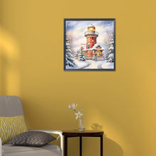 Load image into Gallery viewer, Christmas Winter Snowflake Lighthouse 30*30CM(Canvas) Full Round Drill Diamond Painting
