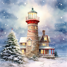 Load image into Gallery viewer, Christmas Winter Snowflake Lighthouse 30*30CM(Canvas) Full Round Drill Diamond Painting
