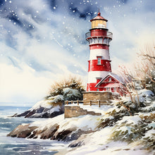 Load image into Gallery viewer, Christmas Winter Snowflake Lighthouse 30*30CM(Canvas) Full Round Drill Diamond Painting
