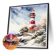 Load image into Gallery viewer, Christmas Winter Snowflake Lighthouse 30*30CM(Canvas) Full Round Drill Diamond Painting
