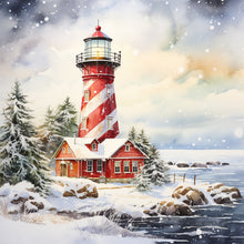 Load image into Gallery viewer, Christmas Winter Snowflake Lighthouse 30*30CM(Canvas) Full Round Drill Diamond Painting
