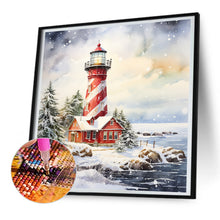 Load image into Gallery viewer, Christmas Winter Snowflake Lighthouse 30*30CM(Canvas) Full Round Drill Diamond Painting
