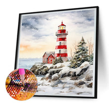 Load image into Gallery viewer, Christmas Winter Snowflake Lighthouse 30*30CM(Canvas) Full Round Drill Diamond Painting
