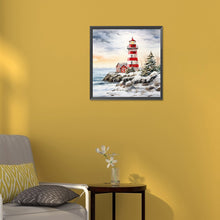 Load image into Gallery viewer, Christmas Winter Snowflake Lighthouse 30*30CM(Canvas) Full Round Drill Diamond Painting
