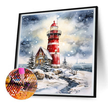 Load image into Gallery viewer, Christmas Winter Snowflake Lighthouse 30*30CM(Canvas) Full Round Drill Diamond Painting
