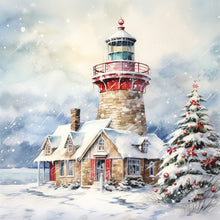 Load image into Gallery viewer, Christmas Winter Snowflake Lighthouse 30*30CM(Canvas) Full Round Drill Diamond Painting
