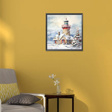 Load image into Gallery viewer, Christmas Winter Snowflake Lighthouse 30*30CM(Canvas) Full Round Drill Diamond Painting
