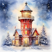 Load image into Gallery viewer, Christmas Winter Snowflake Lighthouse 30*30CM(Canvas) Full Round Drill Diamond Painting
