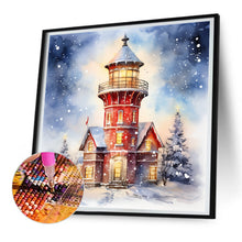 Load image into Gallery viewer, Christmas Winter Snowflake Lighthouse 30*30CM(Canvas) Full Round Drill Diamond Painting
