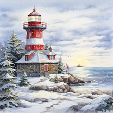 Load image into Gallery viewer, Christmas Winter Snowflake Lighthouse 30*30CM(Canvas) Full Round Drill Diamond Painting
