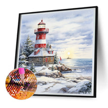 Load image into Gallery viewer, Christmas Winter Snowflake Lighthouse 30*30CM(Canvas) Full Round Drill Diamond Painting
