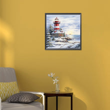 Load image into Gallery viewer, Christmas Winter Snowflake Lighthouse 30*30CM(Canvas) Full Round Drill Diamond Painting
