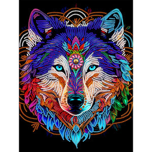 Mandala Wolf 30*40CM(Canvas) Partial Special Shaped Drill Diamond Painting