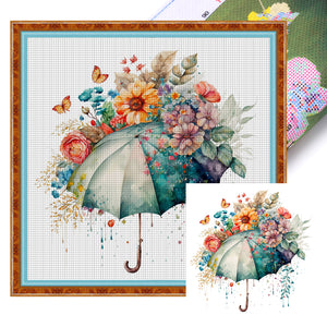 Flower Umbrella (40*40CM) 16CT 2 Stamped Cross Stitch