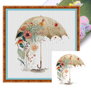 Flower Umbrella (40*40CM) 16CT 2 Stamped Cross Stitch