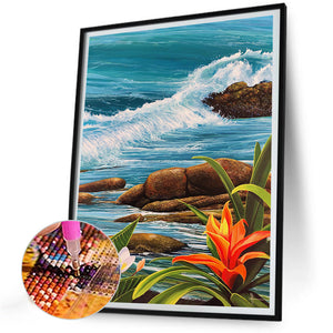 Beach Spray 30*40CM(Canvas) Full Round Drill Diamond Painting