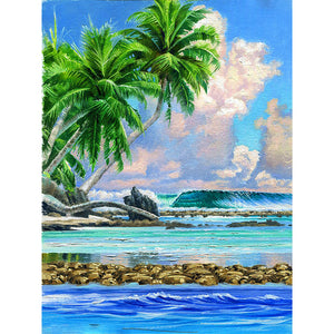 Beach Spray 30*40CM(Canvas) Full Round Drill Diamond Painting