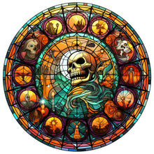 Load image into Gallery viewer, Halloween Pumpkin Skeleton Haunted House Glass Painting 30*30CM(Canvas) Full Round Drill Diamond Painting
