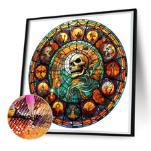 Load image into Gallery viewer, Halloween Pumpkin Skeleton Haunted House Glass Painting 30*30CM(Canvas) Full Round Drill Diamond Painting
