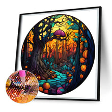 Load image into Gallery viewer, Halloween Pumpkin Skeleton Haunted House Glass Painting 30*30CM(Canvas) Full Round Drill Diamond Painting
