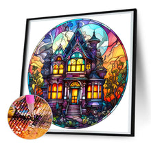 Load image into Gallery viewer, Halloween Pumpkin Skeleton Haunted House Glass Painting 30*30CM(Canvas) Full Round Drill Diamond Painting
