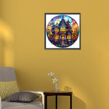 Load image into Gallery viewer, Halloween Pumpkin Skeleton Haunted House Glass Painting 30*30CM(Canvas) Full Round Drill Diamond Painting
