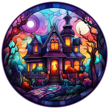 Load image into Gallery viewer, Halloween Pumpkin Skeleton Haunted House Glass Painting 30*30CM(Canvas) Full Round Drill Diamond Painting
