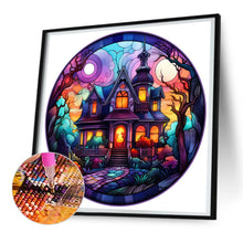 Load image into Gallery viewer, Halloween Pumpkin Skeleton Haunted House Glass Painting 30*30CM(Canvas) Full Round Drill Diamond Painting
